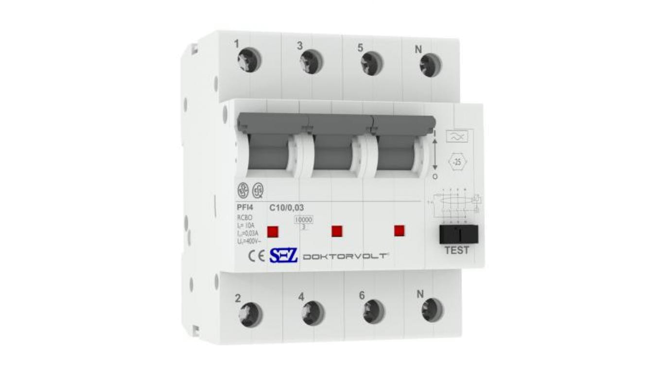 Wyłącznik różnicowoprądowy z członem nadprądowym C10A 30mA 4P 10kA typ A RCBO SEZ 1459