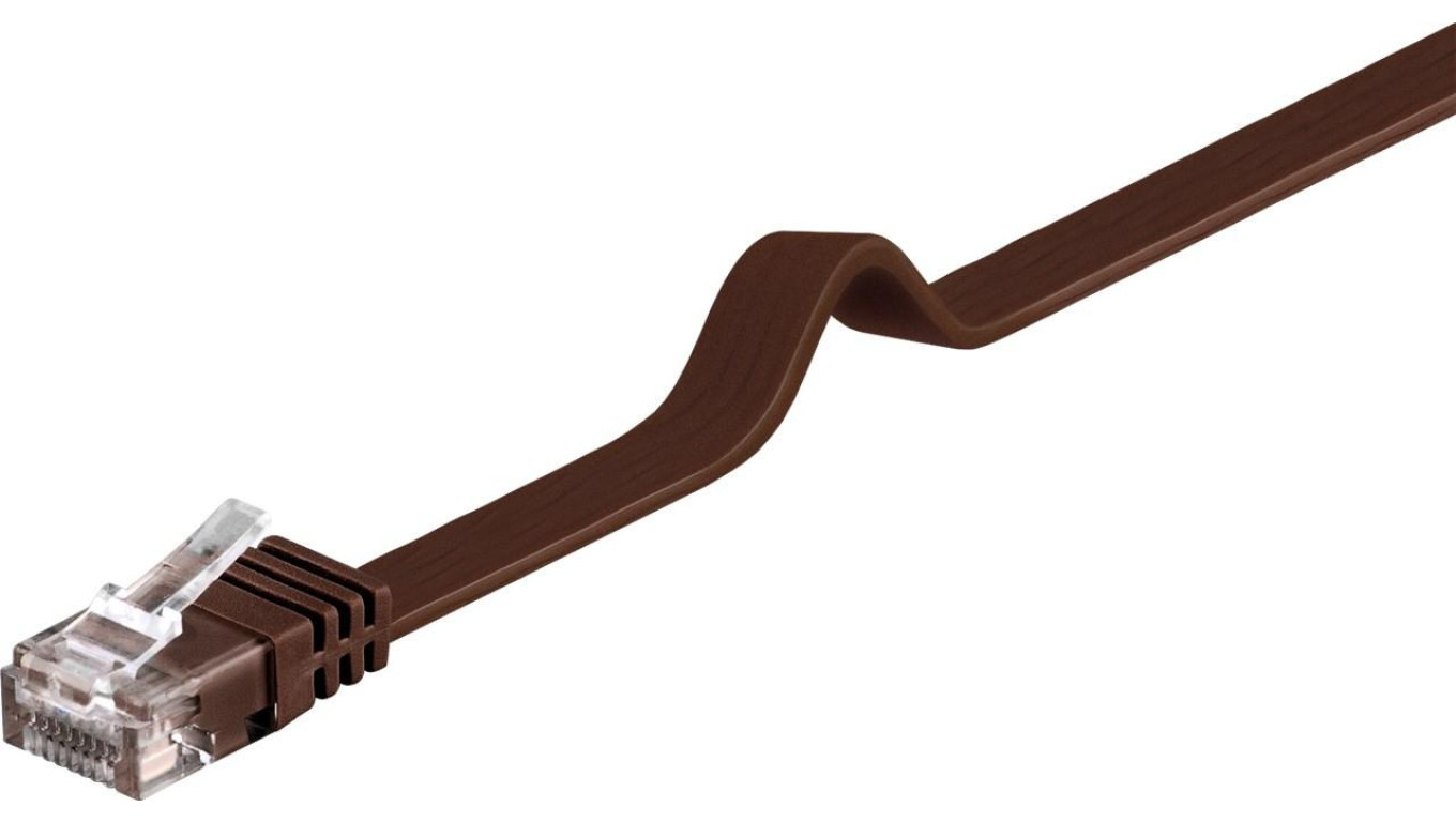 CAT 6Płaska Kabel połączeniowy,U/UTP, Ciemnobrązowy - Długość kabla 5 m