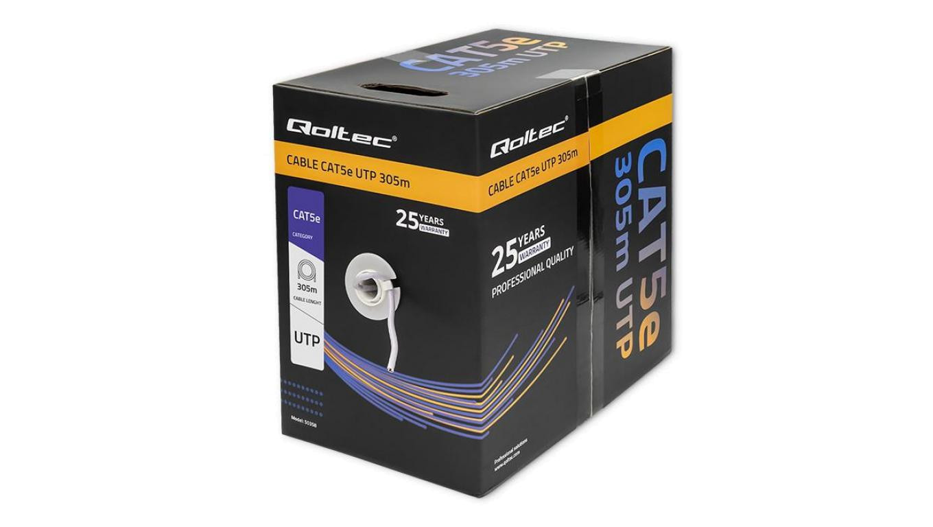 Qoltec Kabel sieciowy/skrętka UTP CAT5E 305m PVC szary