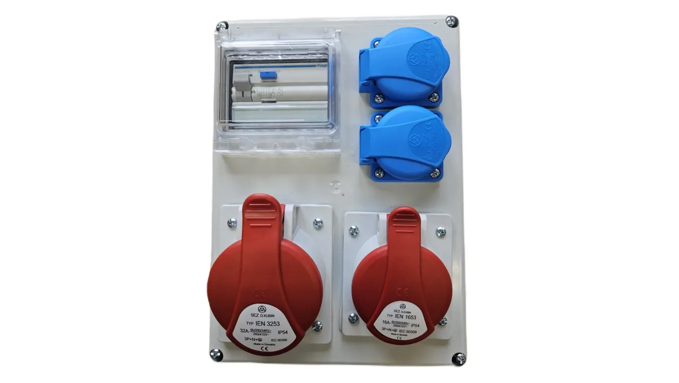 Rozdzielnica elektryczna CEE 32A 16A 2x230V z bezpiecznikami HAGER FI 98H-2