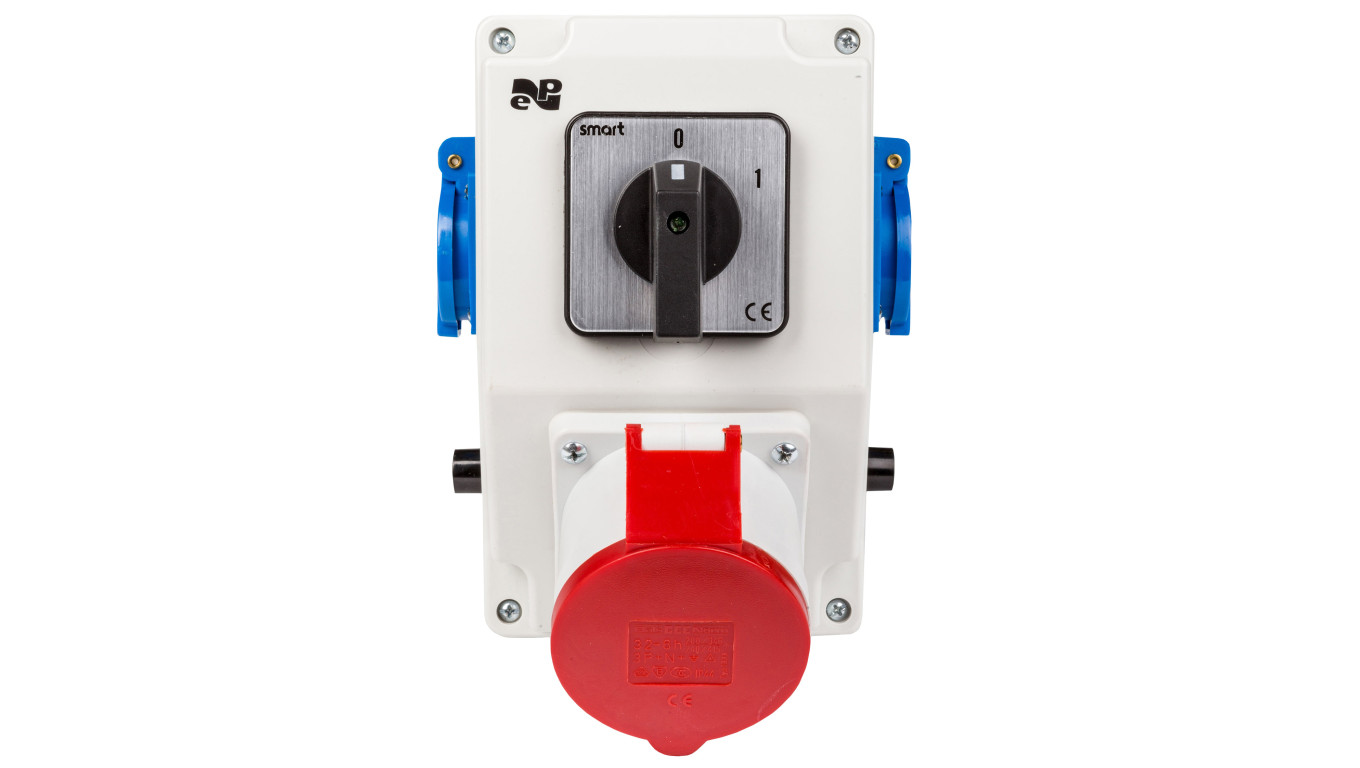 Zestaw instalacyjny z gniazdem 32A 5P+2x2P+Z RS-Z (0-1) czerwony 6276-00
