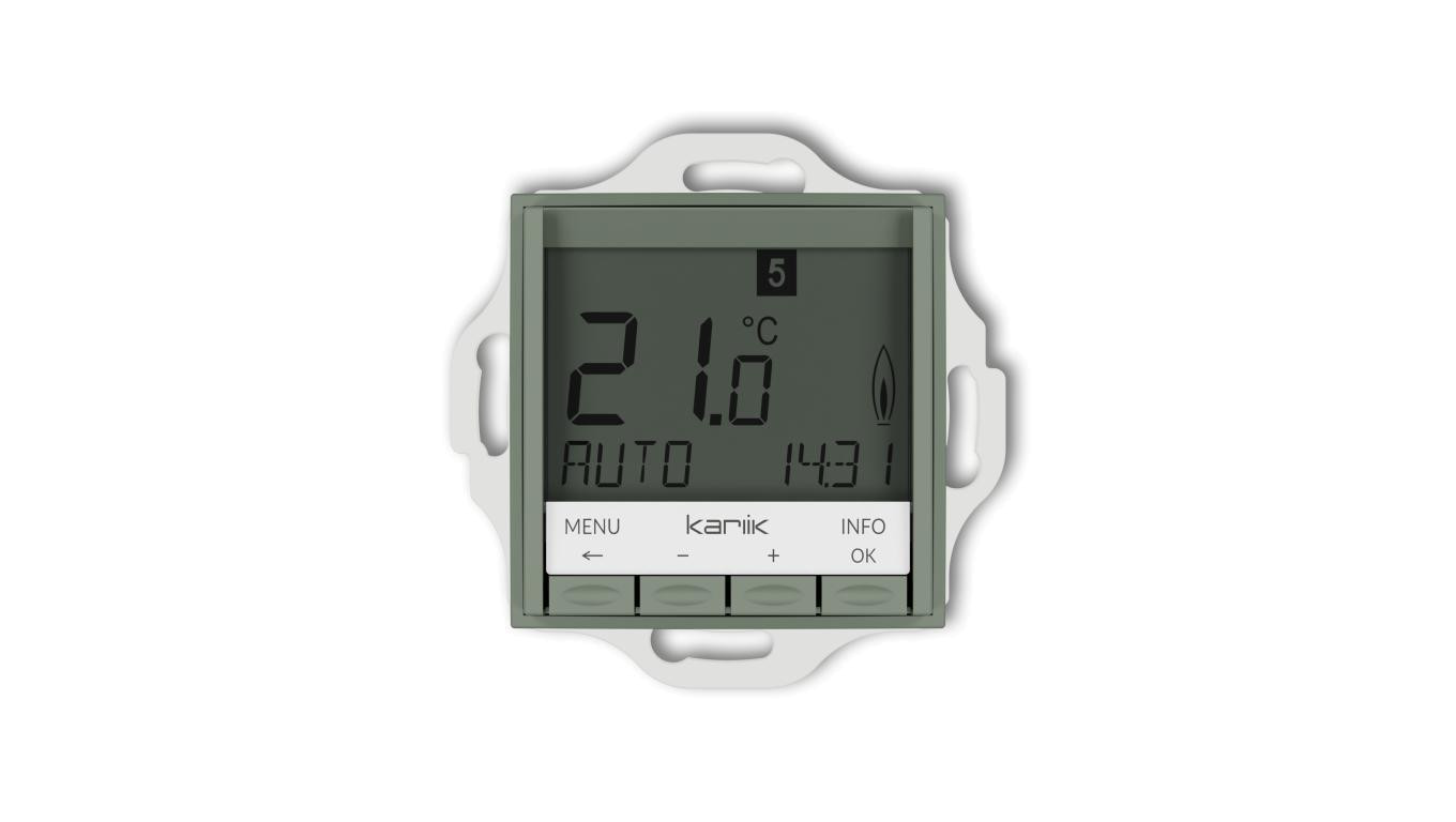 MINI Mechanizm uniwersalnego elektronicznego tygodniowego regulatora temperatury (podświetlenie niebieskie) szałwiowy 61MRT-3.2