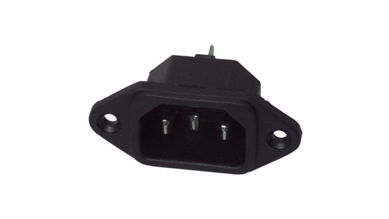 Gniazdo zasilające IEC320 C14 złącze komputerowe (męskie) 2P+Z 230V 10A montaż do obudowy