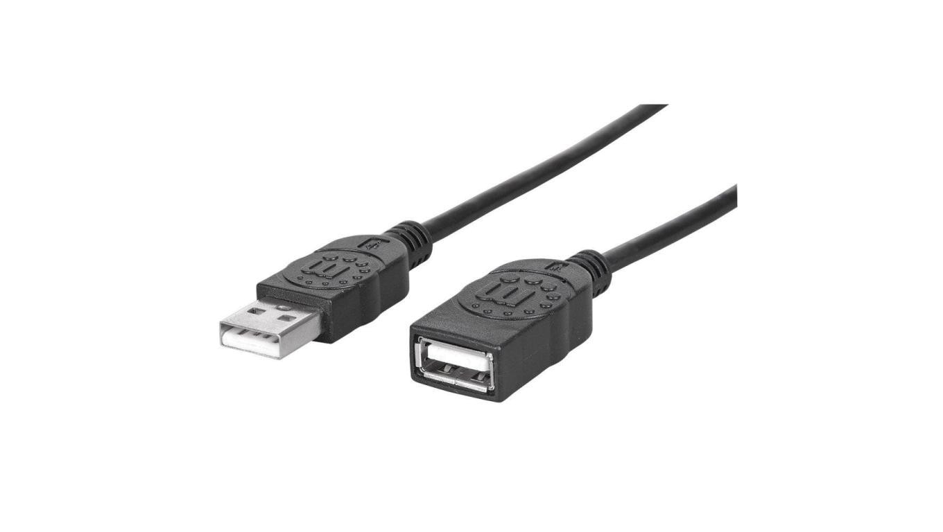 Kabel USB 2.0 A-A M/F 1.8M Czarny Hi-Speed USB-A/USB-A 338653
