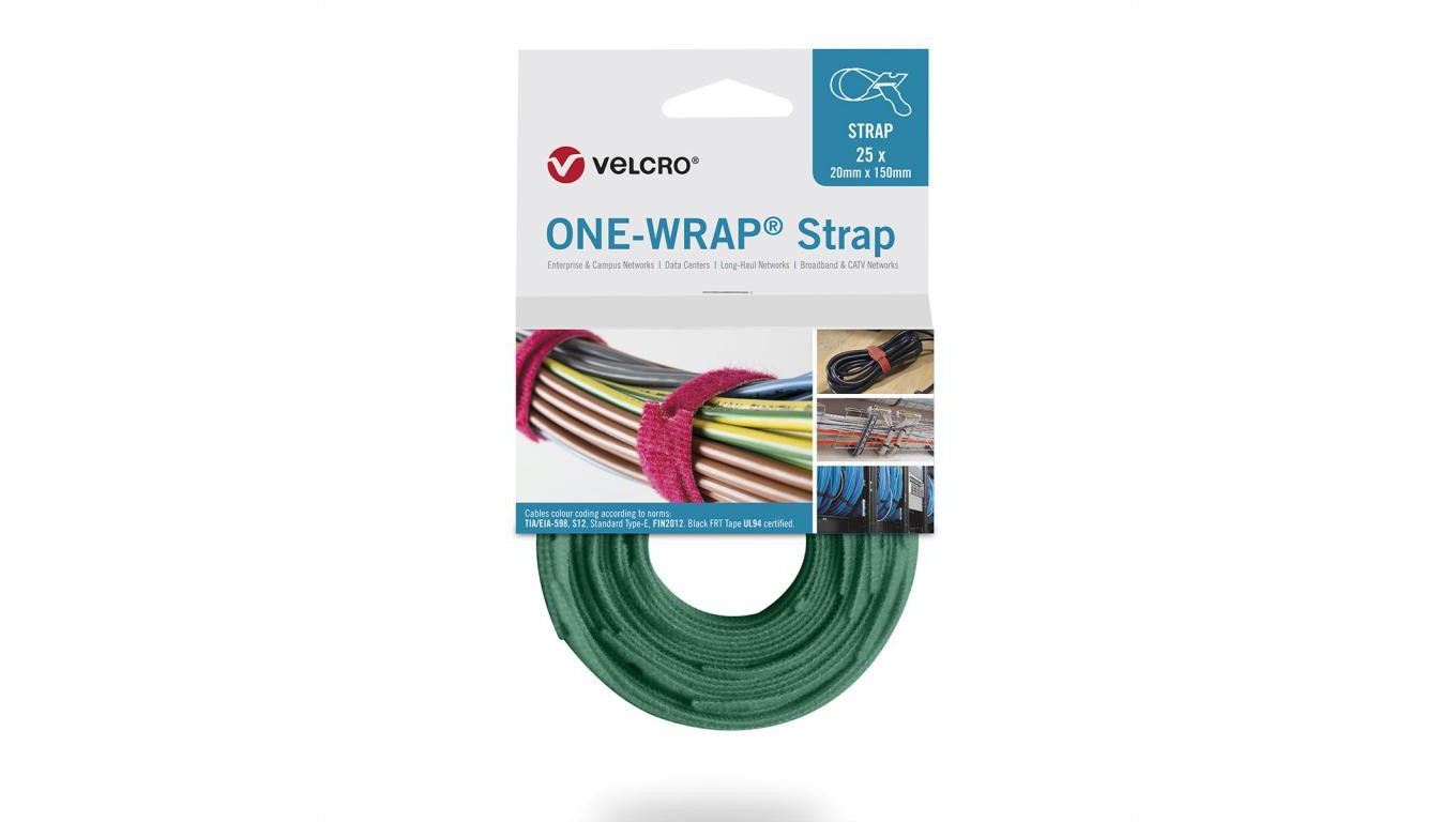 Taśma do wiązania VELCRO One Wrap 20 mm x 330 mm, 25 sztuk, zielona