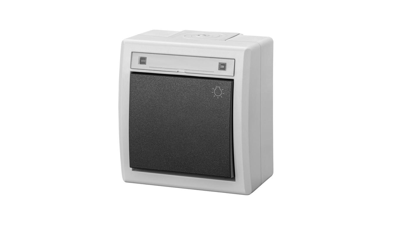 AQUANT 2K łącznik natynkowy zwierny światło IP55 szary 5004-10