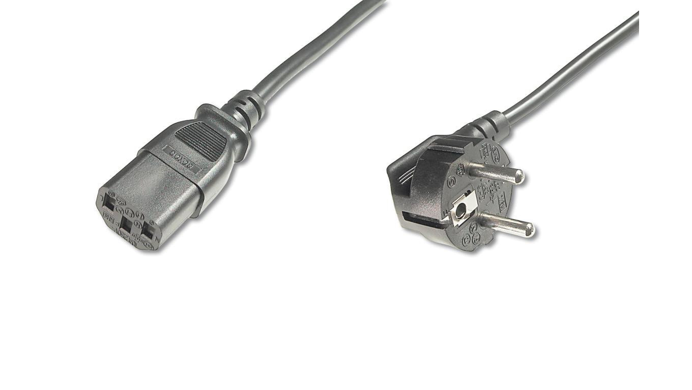 Kabel Schuko kątowy/IEC C13 M/Ż czarny 2,5m zasilający AK-440100-025-S