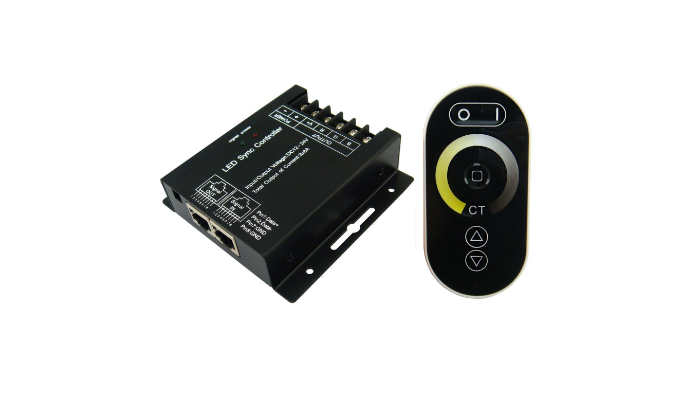 KONTROLER DUAL-WHITE LED RF 144w 12V czarny pilot radiowy dotykowy