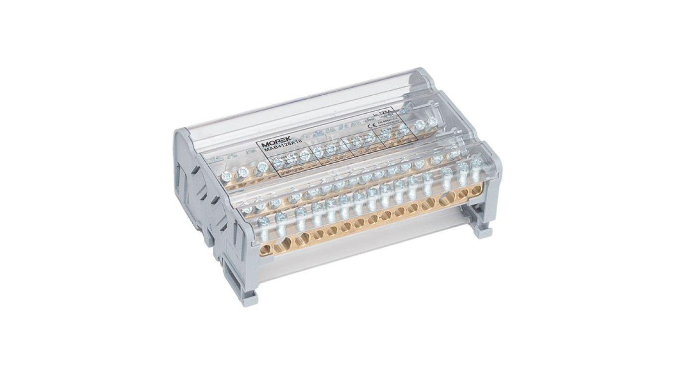Blok dystrybucyjno-rozdzielczy MOBLOCK 4P 125A-15 2x35mm2 + 2x25mm2 + 11x6mm2 TS35 MAB4126A18