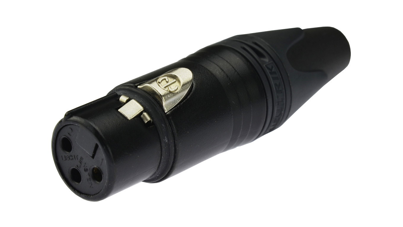 NEUTRIK Gniazdo mikrofonowe XLR (3-pin) na kabel do 8,0mm pozłacane czarne NC3FXX-B