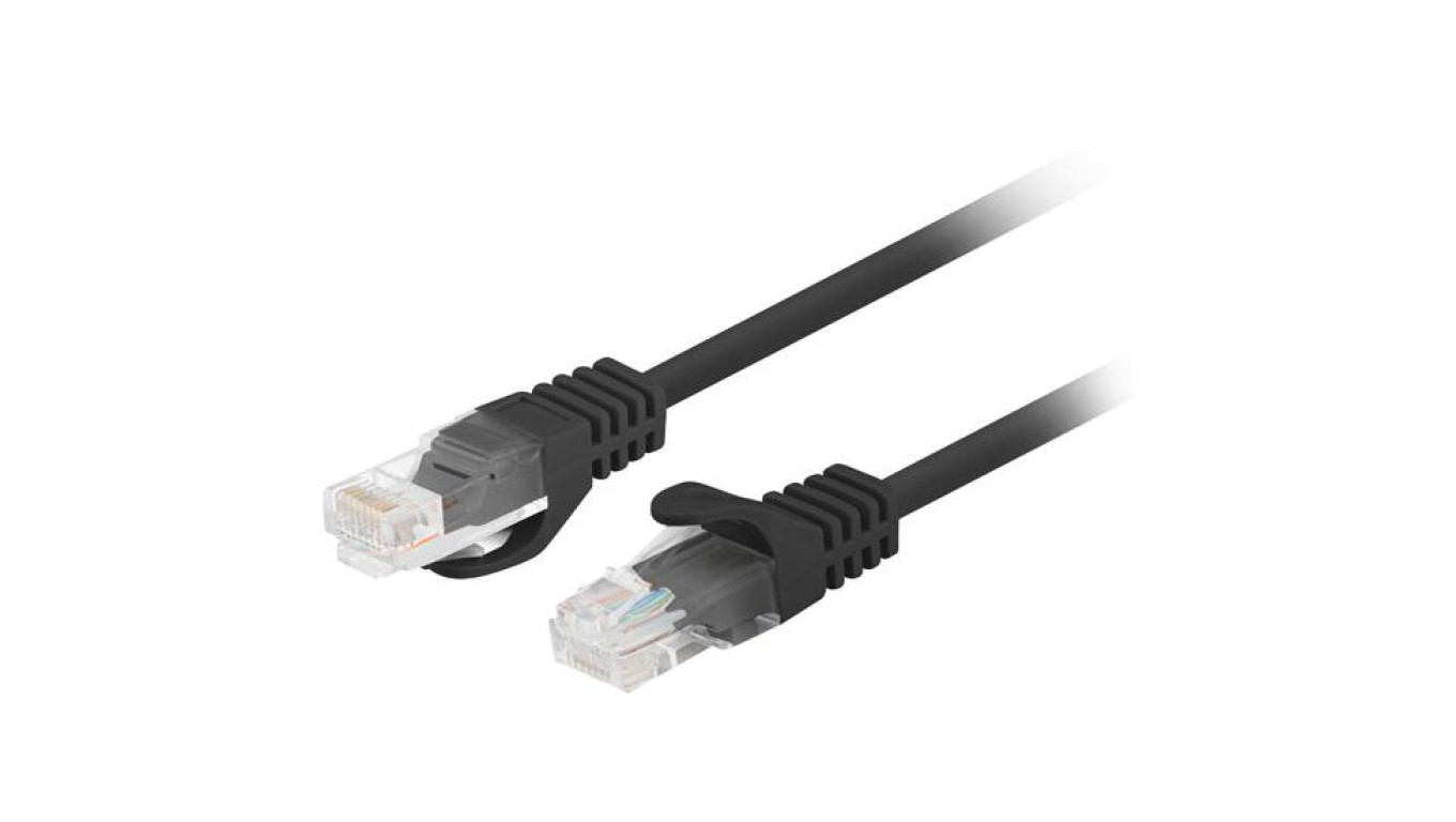 Patchcord UTP kat.6 kabel sieciowy LAN 2x RJ45 linka czarny 5m LANBERG