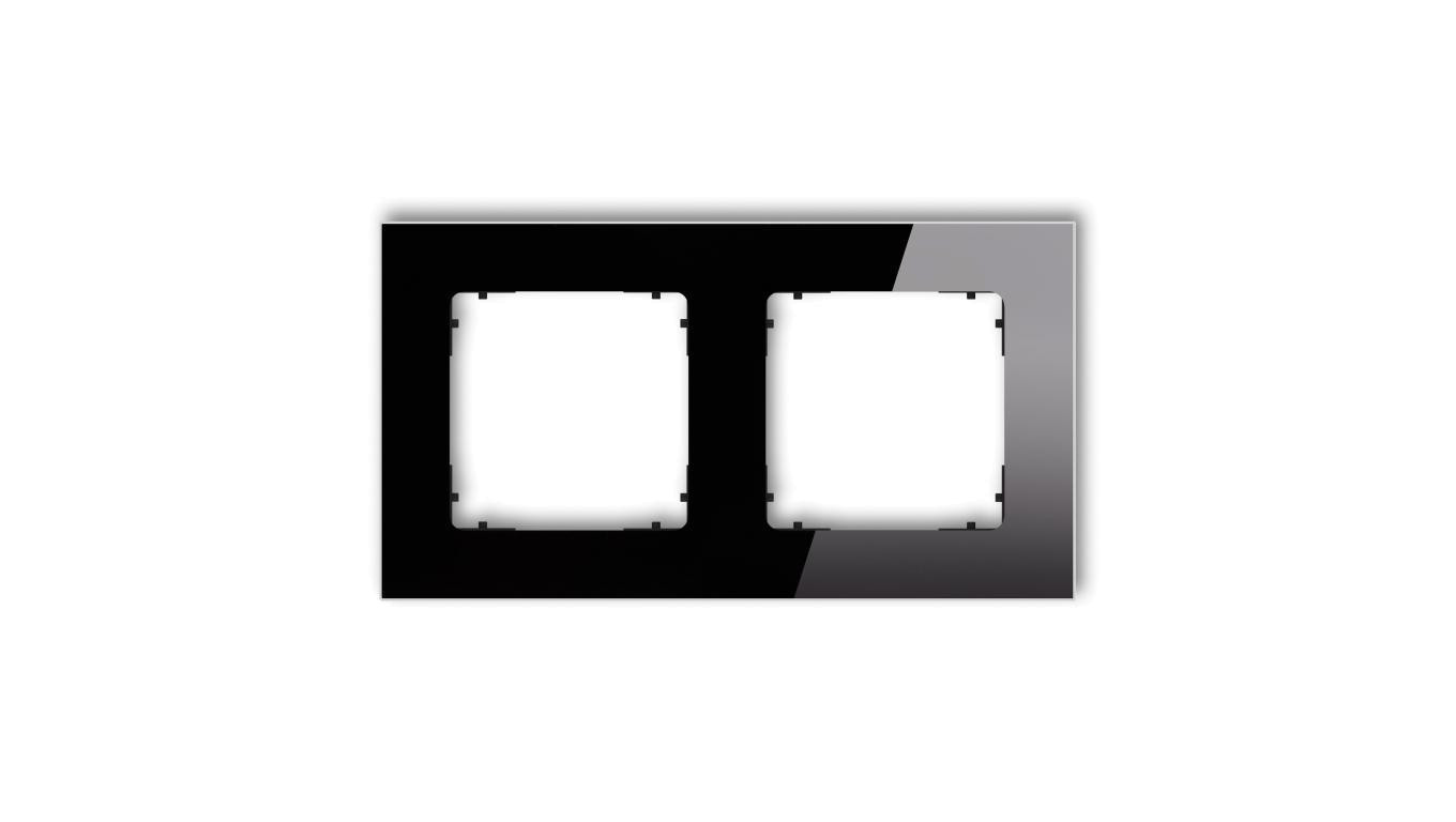 ICON Ramka uniwersalna podwójna kwadratowa - efekt szkła (ramka: czarna spód: czarny) 12-12-IRSK-2
