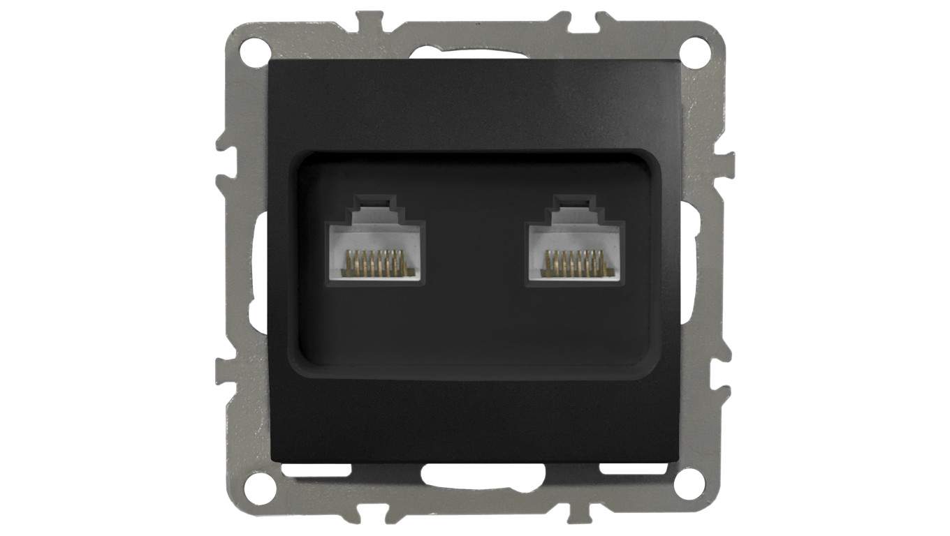 QUADRA GNIAZDO KOMPUTEROWE PODWÓJNE LAN RJ45x2 CZARNE