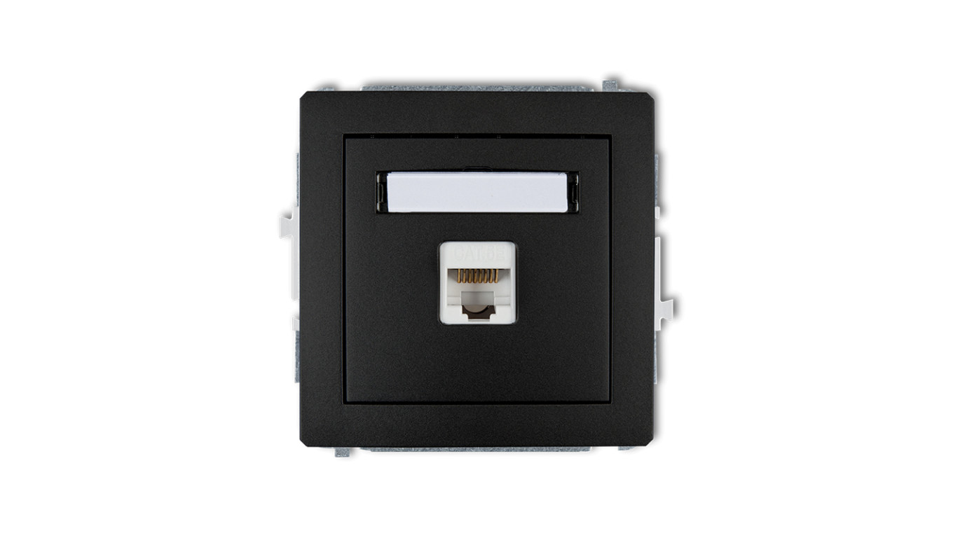 DECO Gniazda komputerowe pojedyncze 1xRJ45, kat. 5e, 8-stykowy czarny mat 12DGK-1