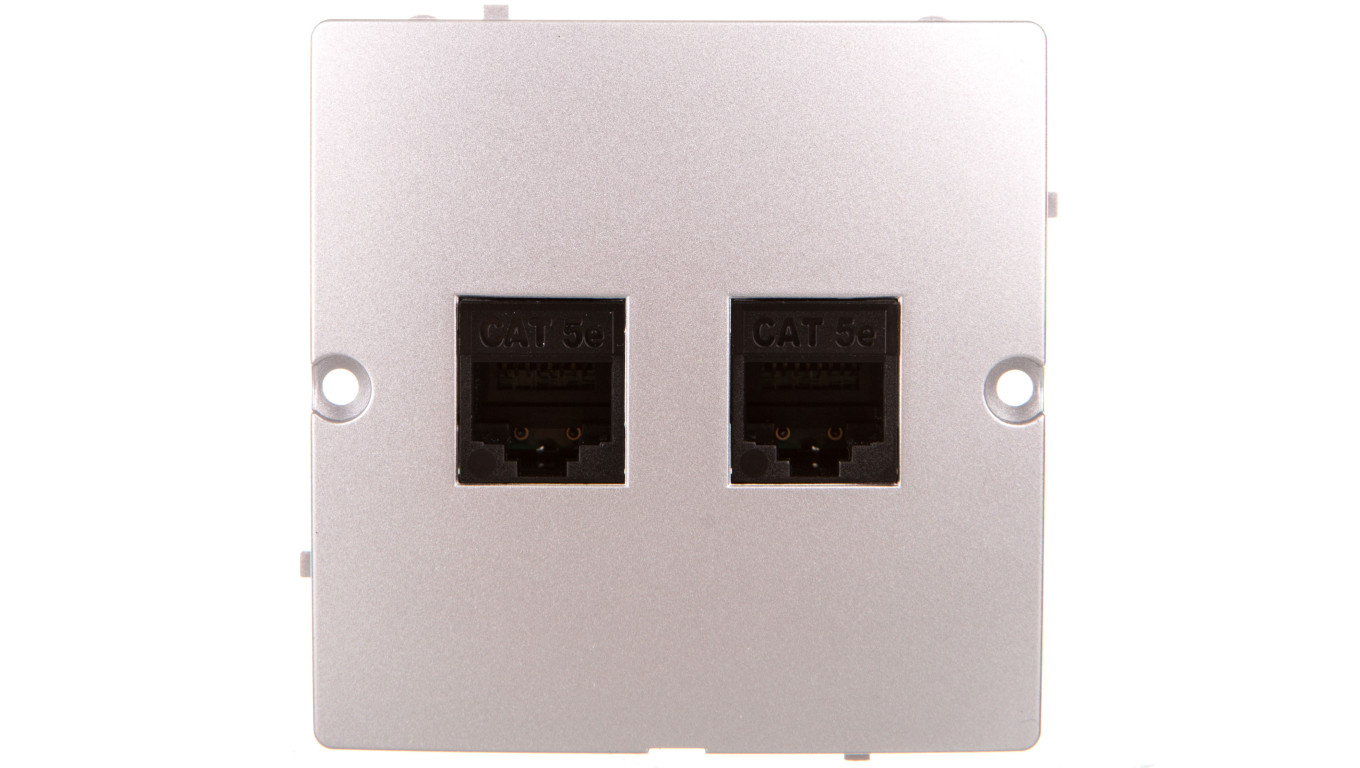 Simon Basic Gniazdo komputerowe podwójne RJ45 kat. 5e srebrny mat BMF52.02/43