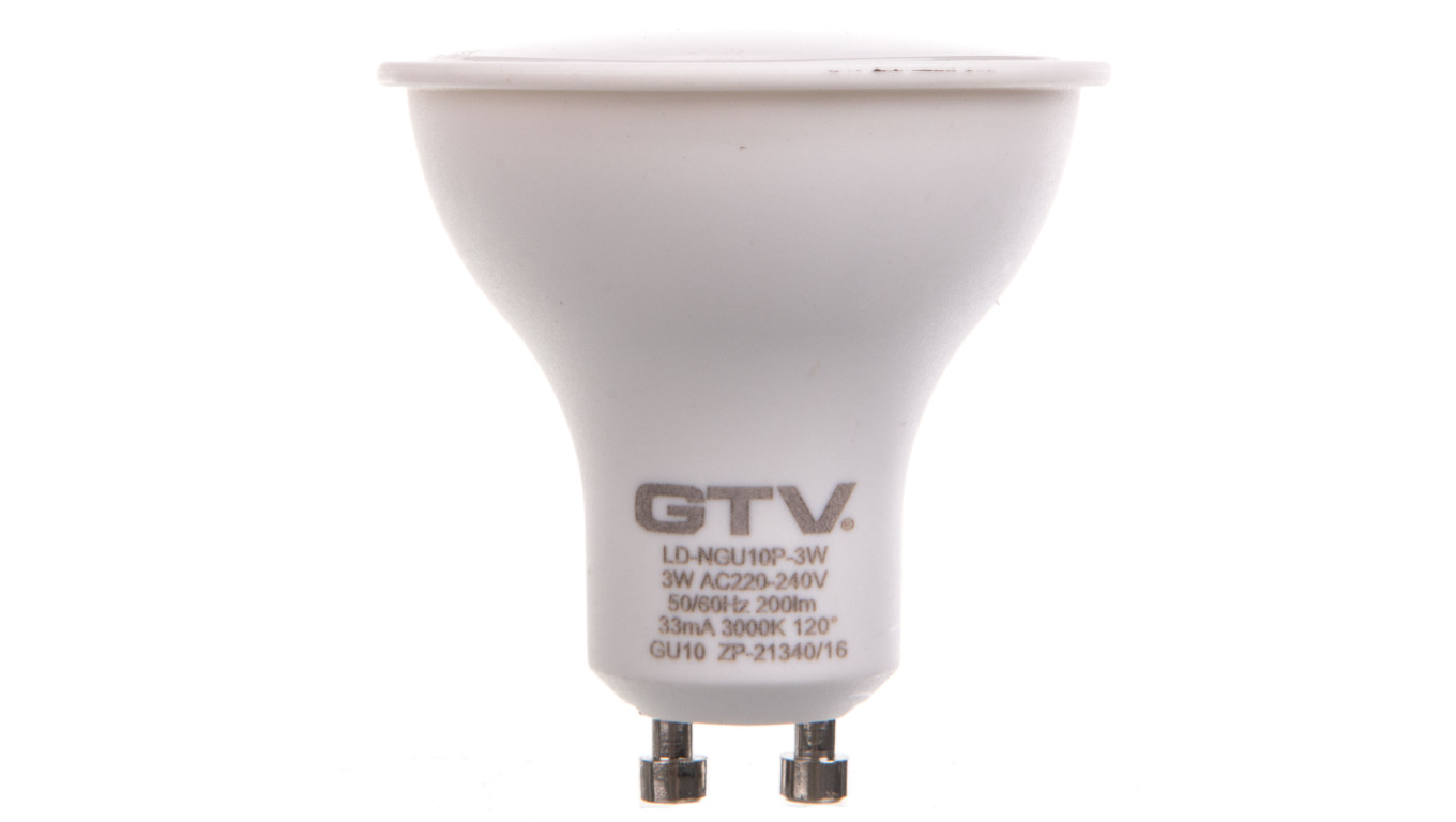 Żarówka LED GU10 3W 220lm 3000K AC180-250V 120st. LD-NGU10P-3W