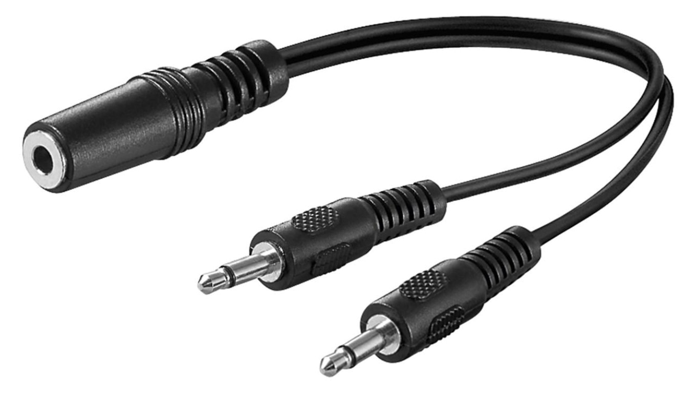 Kabel adaptera audio typu Y 3,5 mm, 1 x gniazdo stereo na 2 x wtyk mono - Długość kabla 0.2 m