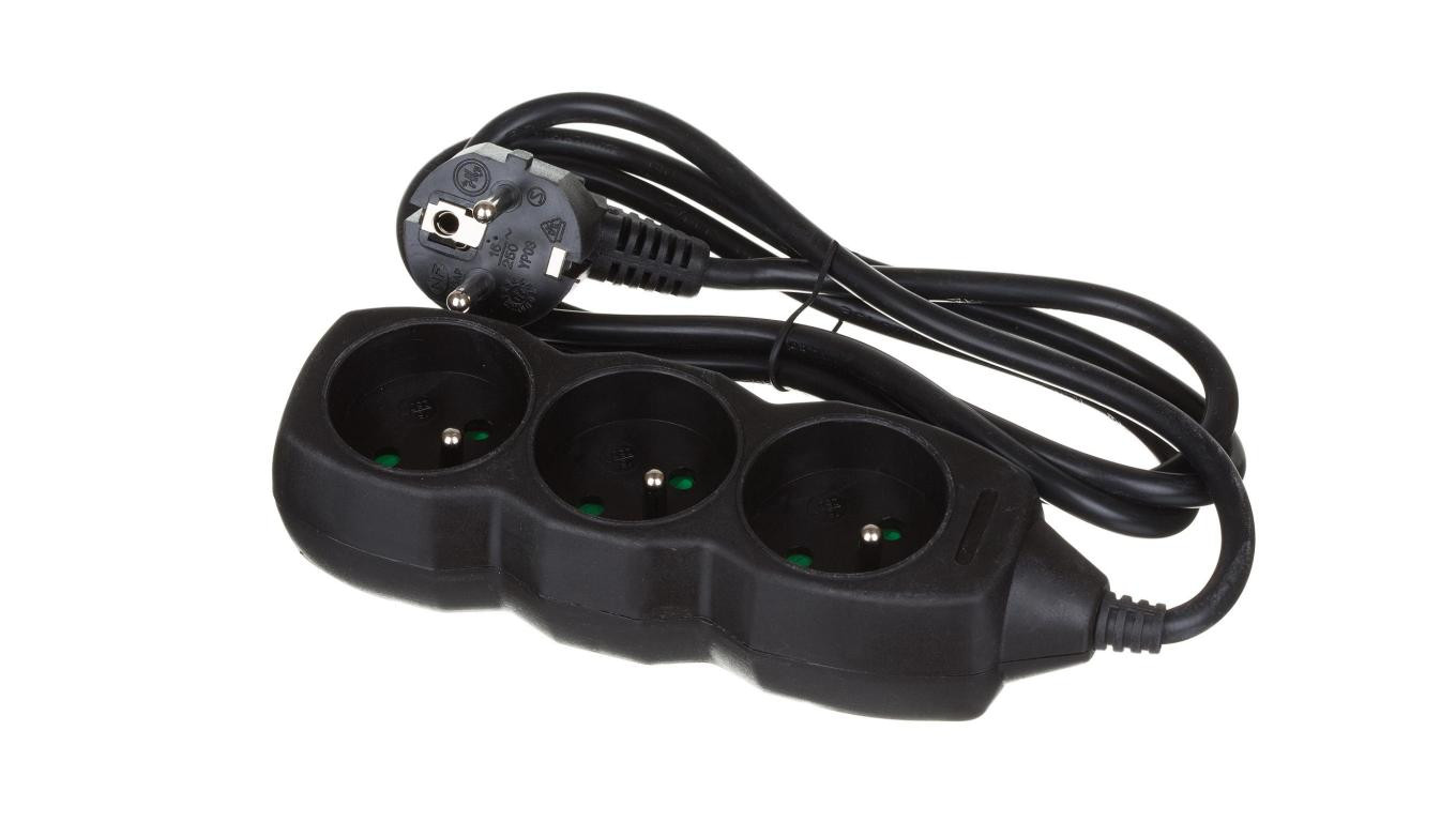 Przedłużacz 3-gniazdowy, 1,5m grafit 3x1,0mm OWY / 24343