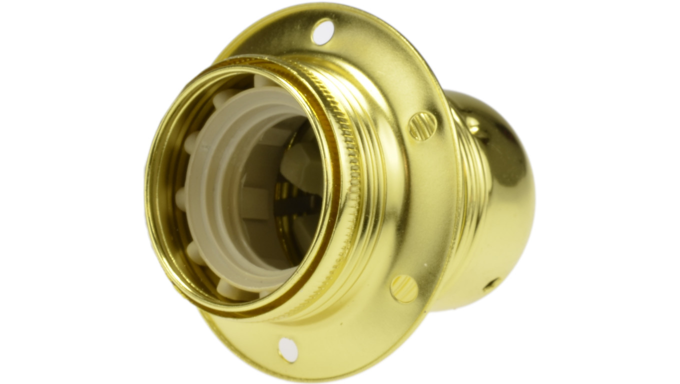 Oprawka żarówki E27 z kołnierzem mosiądz