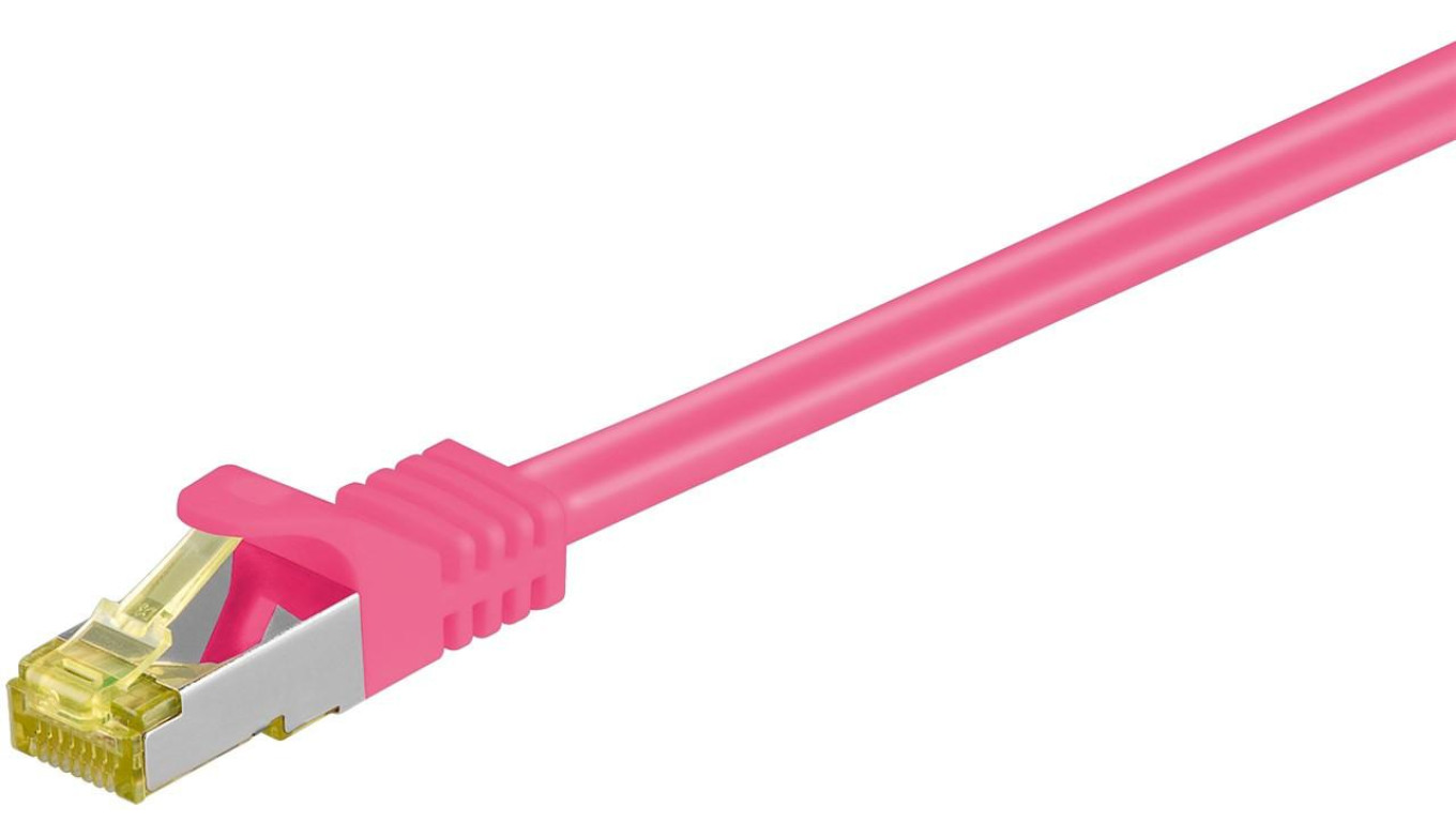 RJ45 patchkabel, CAT 6A S/FTP (PiMF), 500 MHz z CAT 7 kable surowym, Purpurowy - Długość kabla 2 m