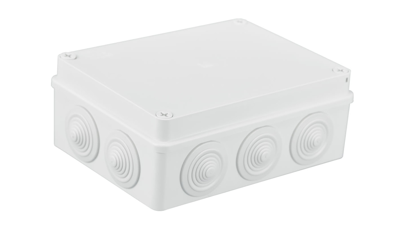 Puszka n/t hermetyczna 190x140x70 10 dławików IP55 biała S-BOX 406B