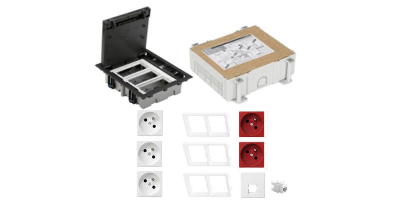 KONTAKT SIMON FLOOR BOX puszka podłogowa 3x gniazdo pojedyncze z/u + 2x gniazdo DATA + 1x gniazdo RJ45 kat.6 nieekranowane + kas