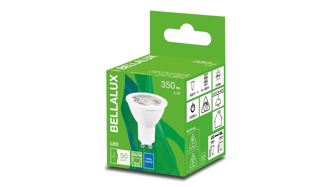 Żarówka LED BELLALUX PAR16 50 GU10 4,5W 350lm 4000K 840 36st. 4058075483484