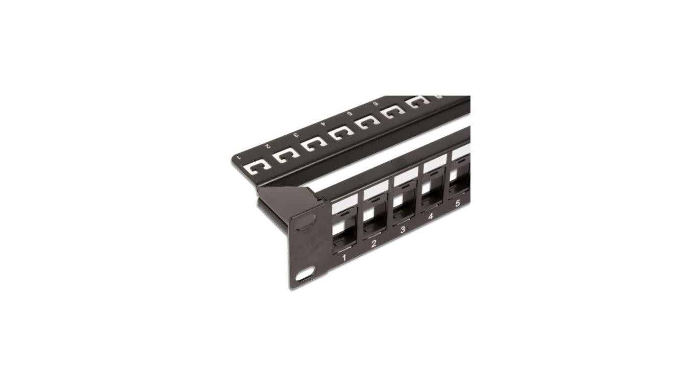 Patch panel 24 porty na moduły Keystone, 1U, czarny