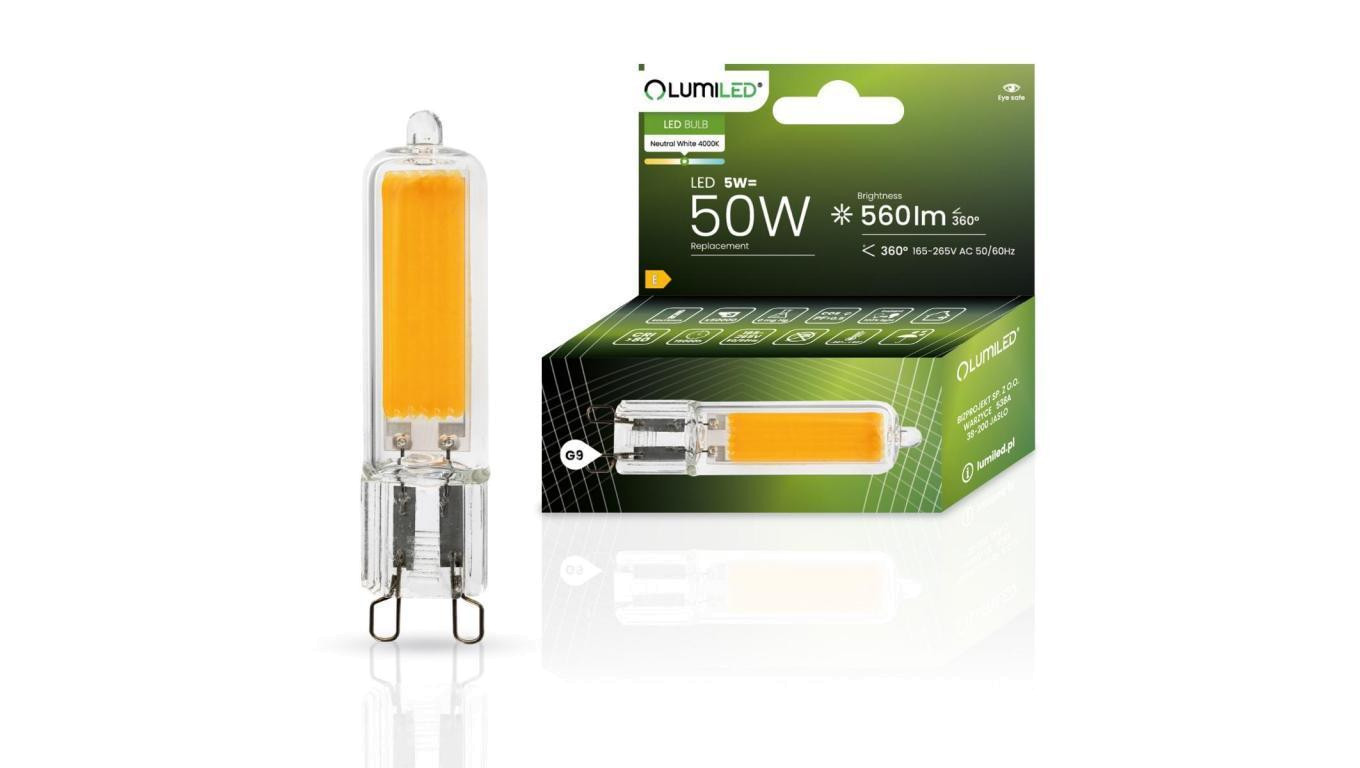 Żarówka LED G9 KAPSUŁKA 5W = 50W 560lm 4000K Neutralna 360 COB LUMILED