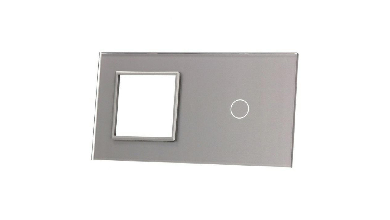 Livolo SREBRNY PANEL SZKLANY 1 + MIEJSCE NA GNIAZDO 701G-64