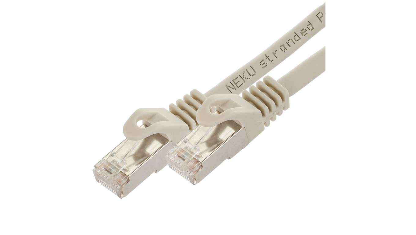 Patchcord S/FTP kat.6A PiMF kabel sieciowy LAN 2x RJ45 PoE szary 3m NEKU