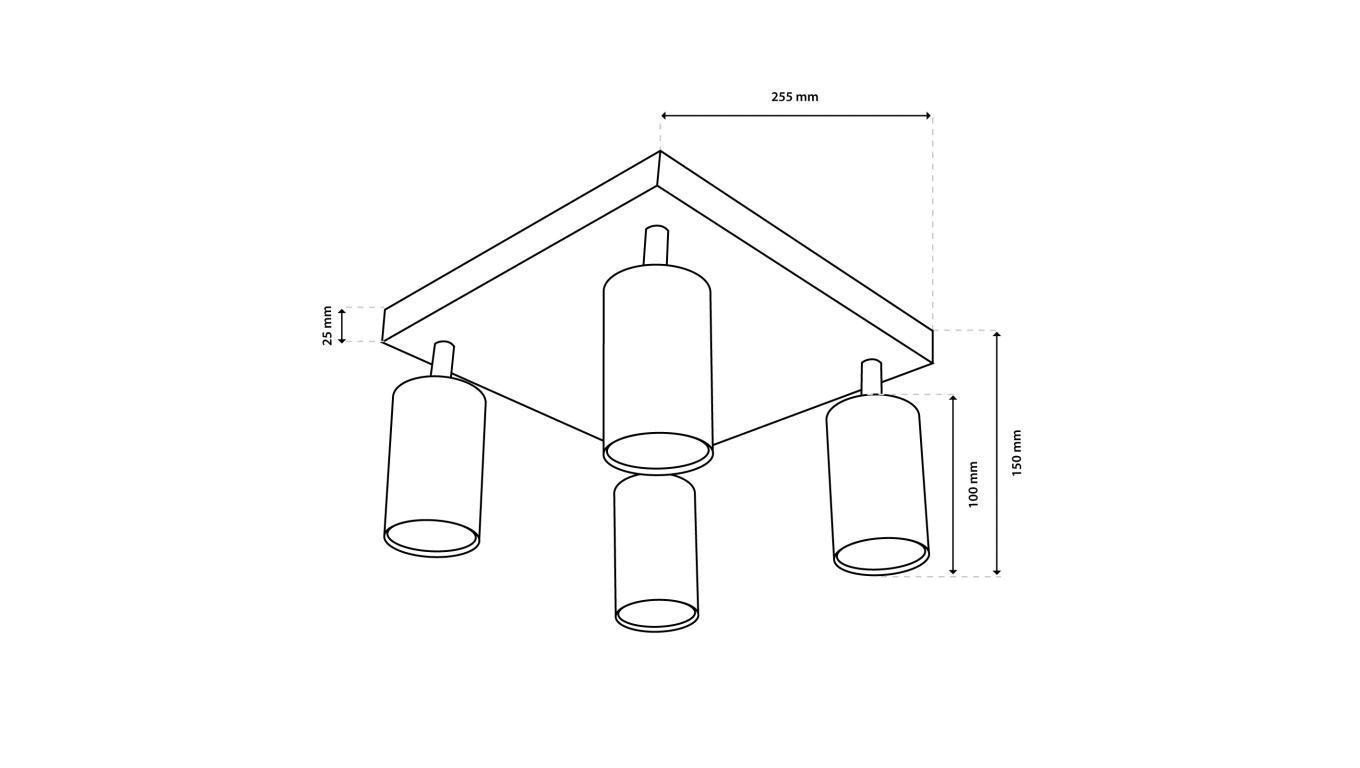 Lampa Sufitowa Plafon SPOT TUBA Reflektor Oprawa Halogenowa 4x GU10 TABULA LUMILED