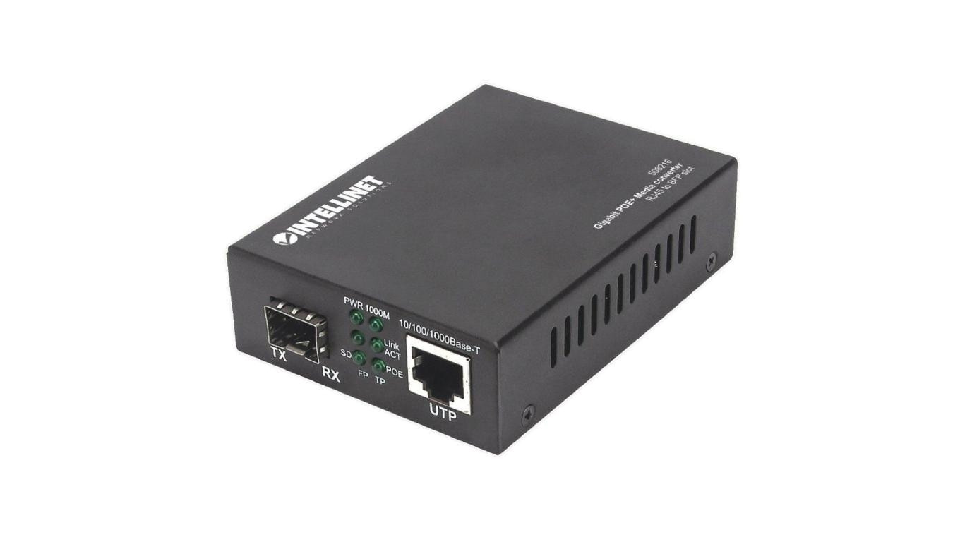 Gigabitowy Media Konwerter PoE+ 1000Base-T RJ45 na Slot SFP