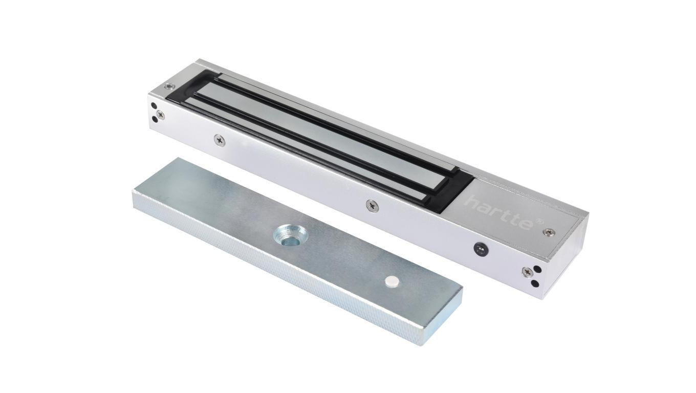 Wodoodporna zwora zewnętrzna do furtek Hartte MSS280S, 280kg z sygnalizacją LED, IP67