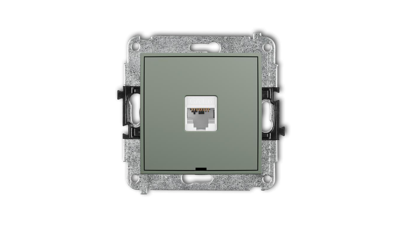 MINI Mechanizm gniazda komputerowego pojedynczego 1xRJ45, kat. 6, 8-stykowy, bez pola opisowego szałwiowy 61MGKBO-3