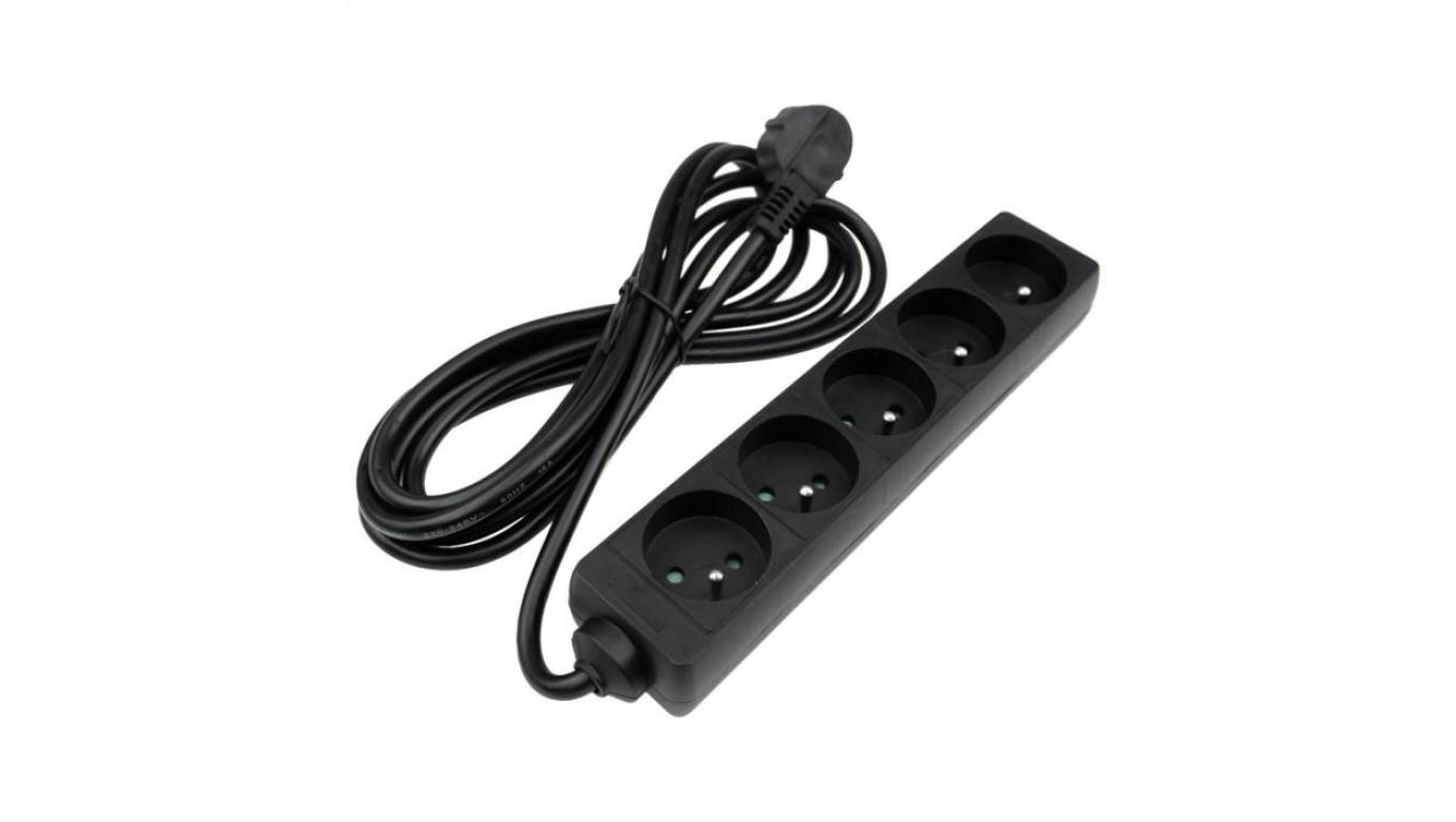 Przedłużacz 5 gniazd 3m z/u 3x1.5mm2 CZARNY