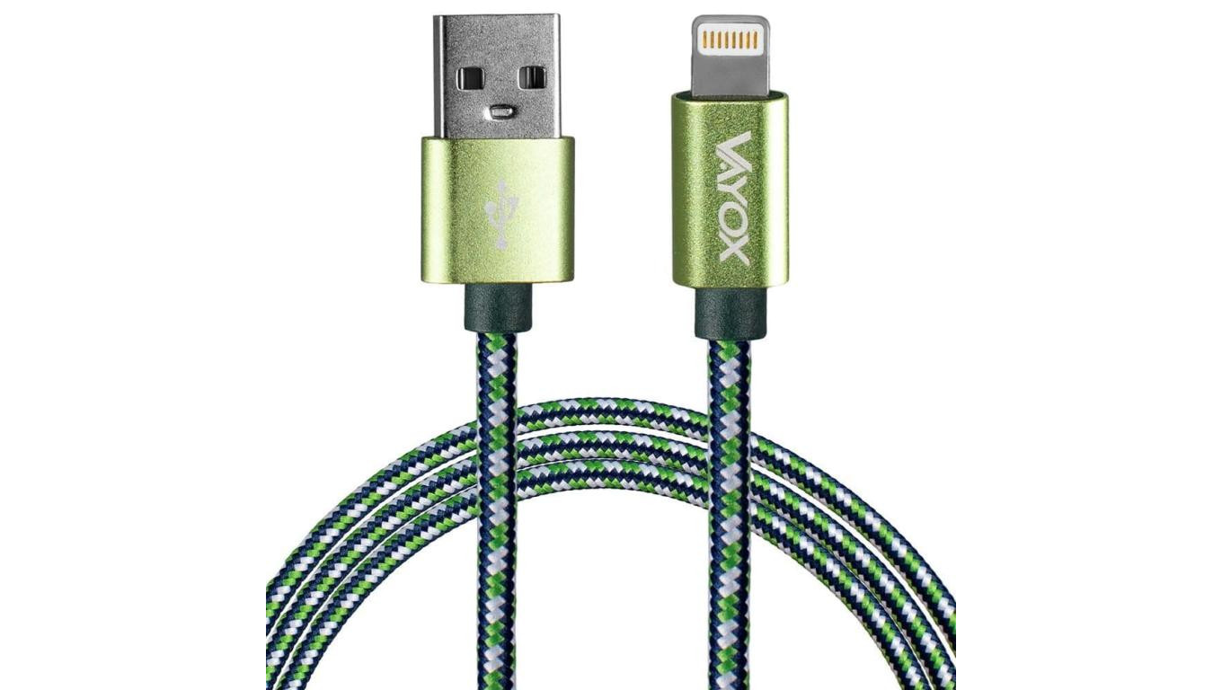 Kabel USB - lightning zielony 1,5m VA0147 Vayox