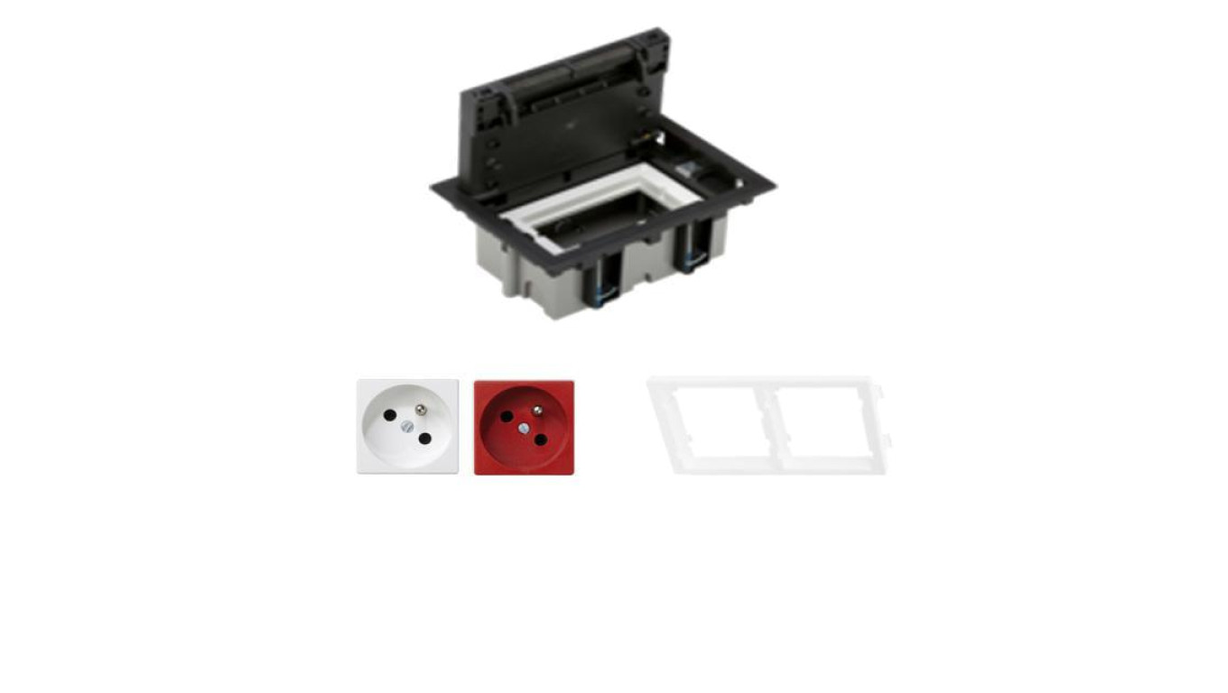 KONTAKT SIMON FLOOR BOX puszka podłogowa 1x gniazdo pojedyncze + 1x gniazdo DATA z kluczem uprawniającym z/u do podłóg techniczn