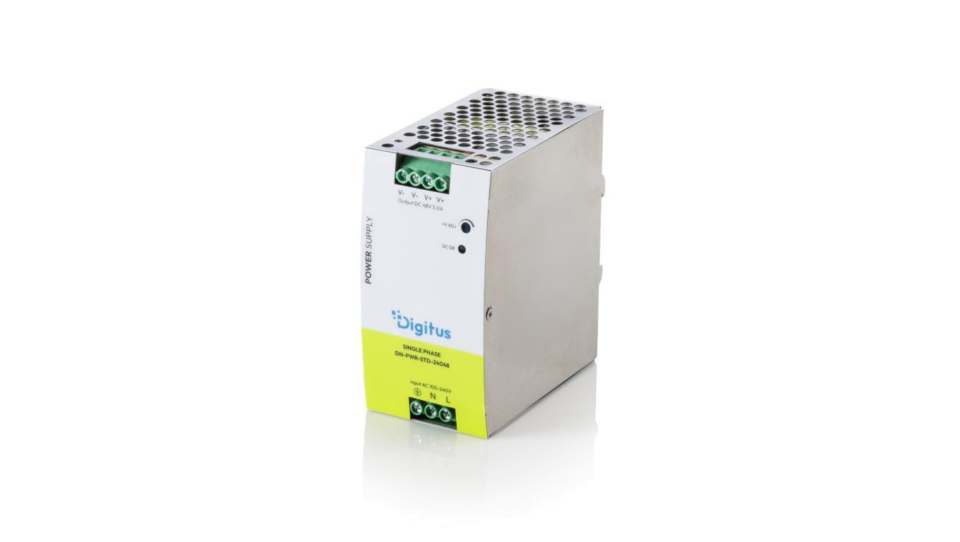 Przemysłowy zasilacz na szynę DIN 48V DC 240W, metalowa obudowa, temperatura pracy -20–70C DN-PWR-STD-24048