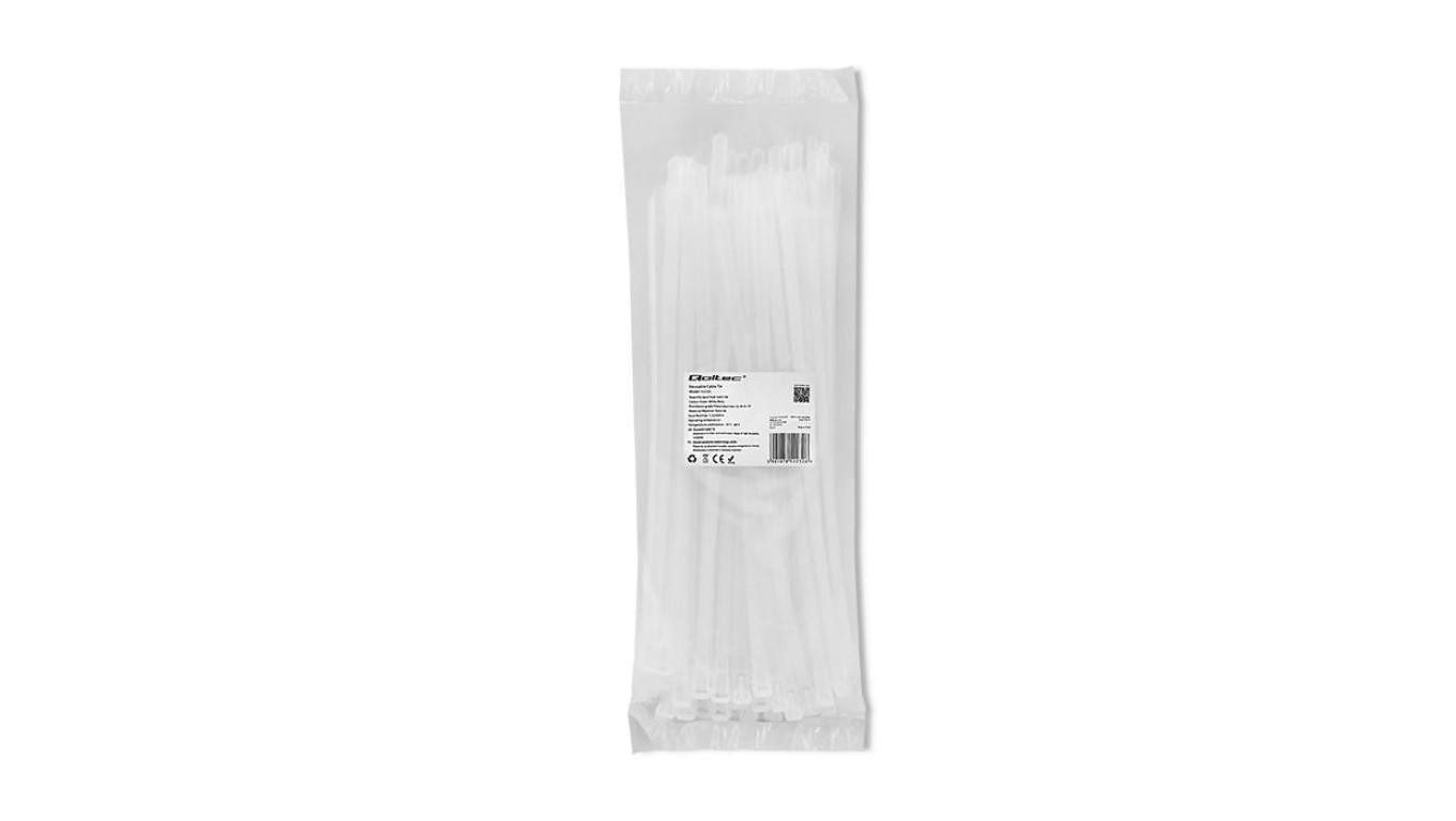 Qoltec Opaski zaciskowe wielorazowe/trytki 7.2*300mm Nylon66 UV Białe