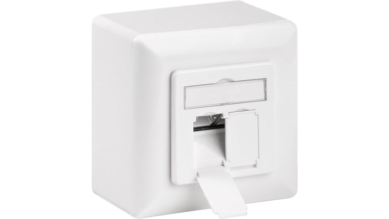 Puszka uniwersalna CAT 6a z ramką do montażu natynkowego - Wersja kolorystyczna Biały