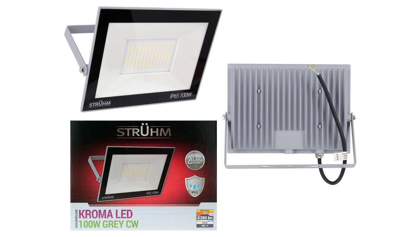 Naświetlacz lampa zewnętrzna LED KROMA 100W 6200K szara 03704 STRUHM