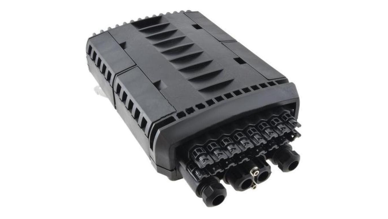 Mufa przełącznica światłowodowa podwieszana FO na 16 adapterów SC simplex 4:16 ( 4 wejścia, 16 wyjść ) z tackami ( 96 spawów ) +