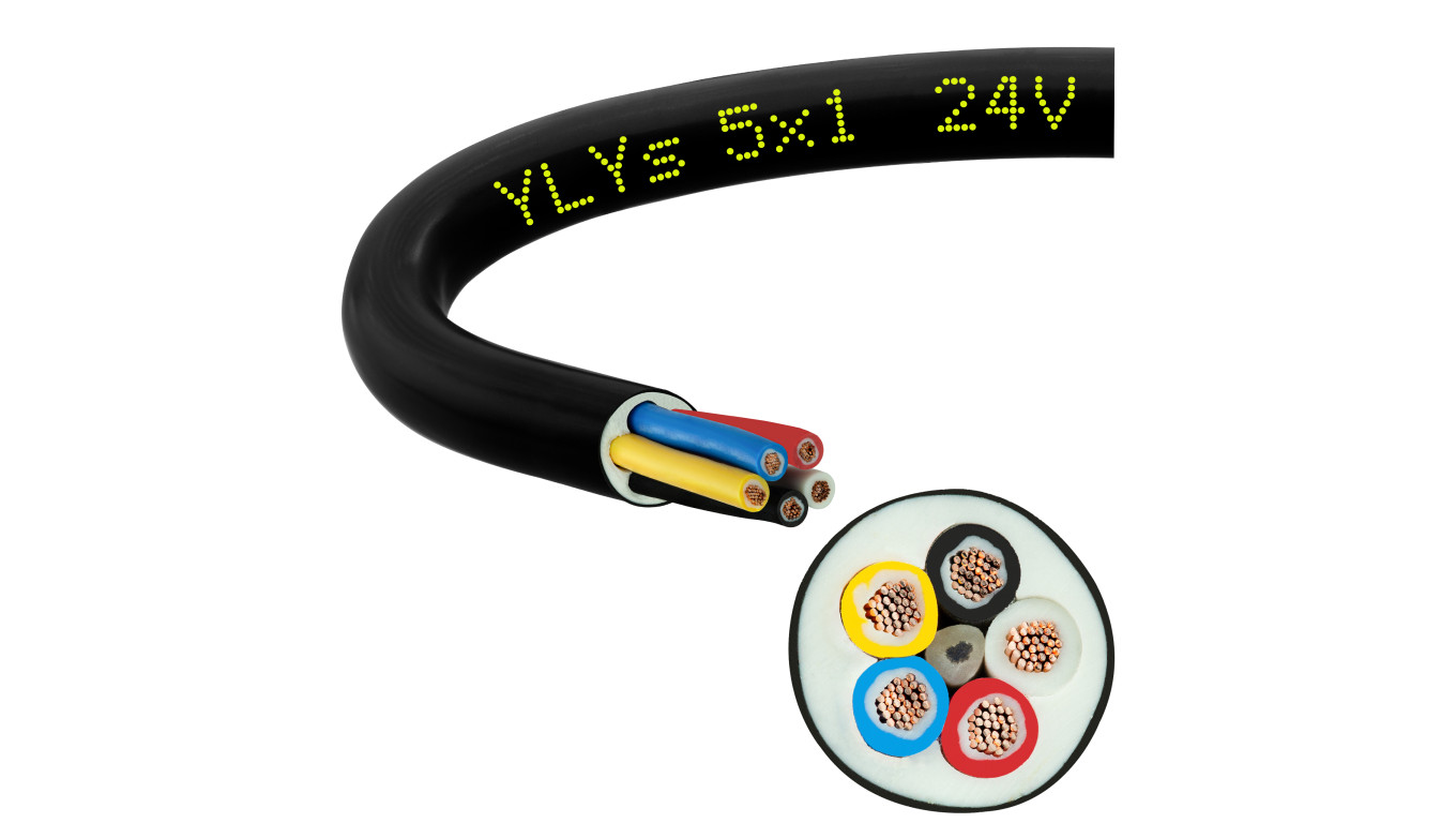 Przewód przyczepowy samochodowy YLYs 5x1 24V Elektrokabel /100m/