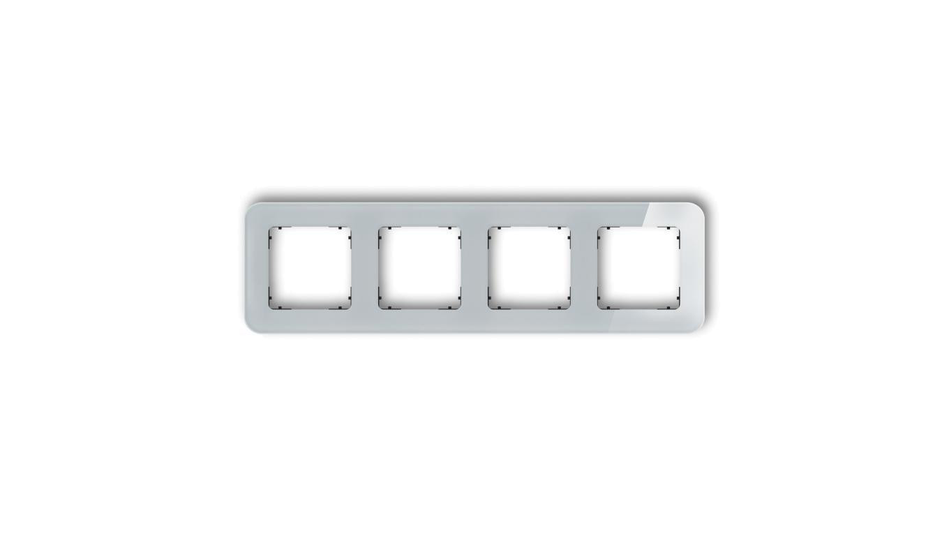 ICON Ramka uniwersalna poczwórna zaokrąglona - efekt szkła (ramka: szara spód: czarny) 15-12-IRSZ-4