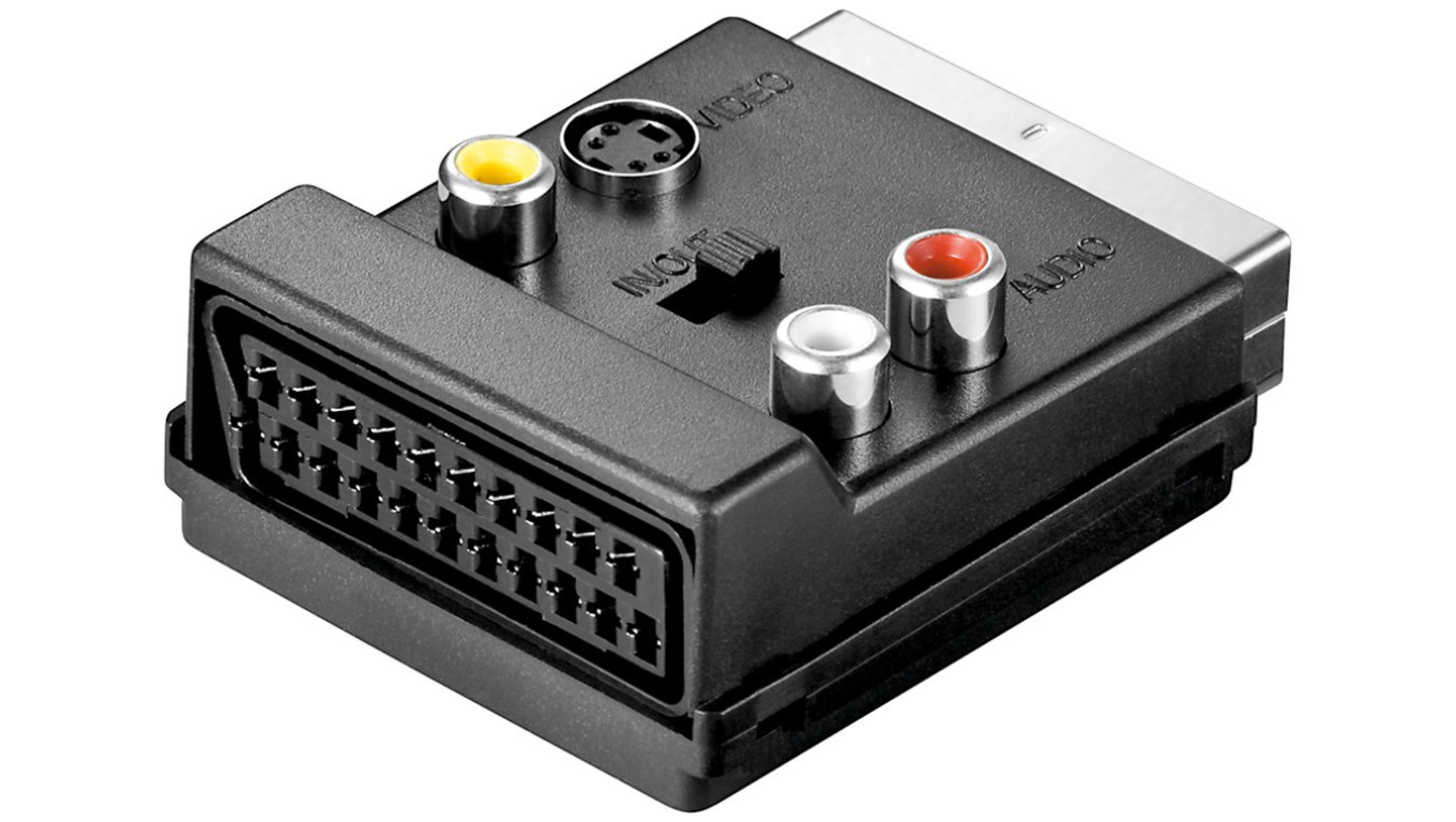 Adapter Scart do Composite Video i S-Video, IN/OUT, z przejściówką Scart - Połączenie typu Wtyk scart (21-pinowy)