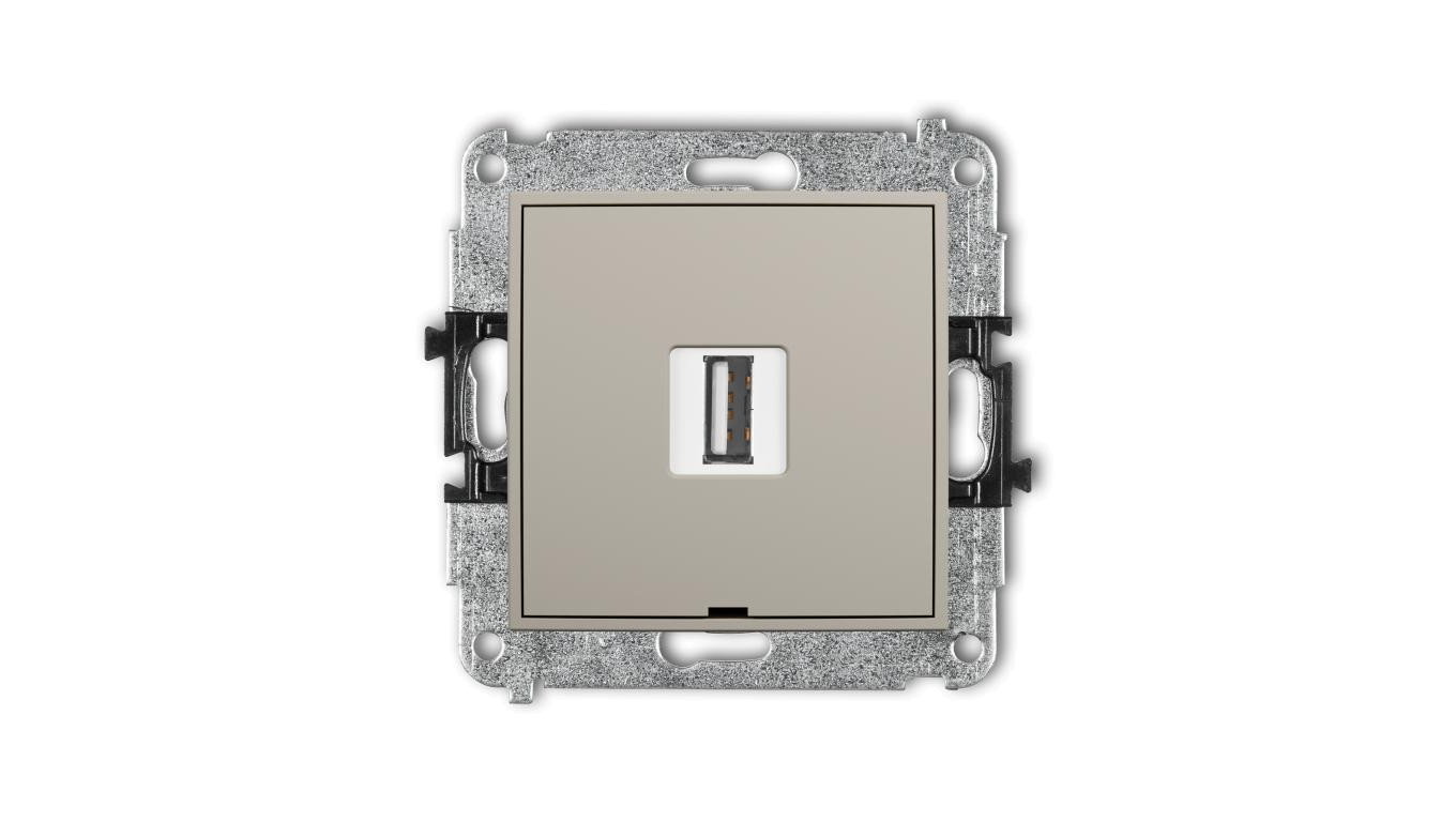 ICON Mechanizm gniazda pojedynczego USB A-A 2.0, bez pola opisowego taupe 60IGUSBBO-1