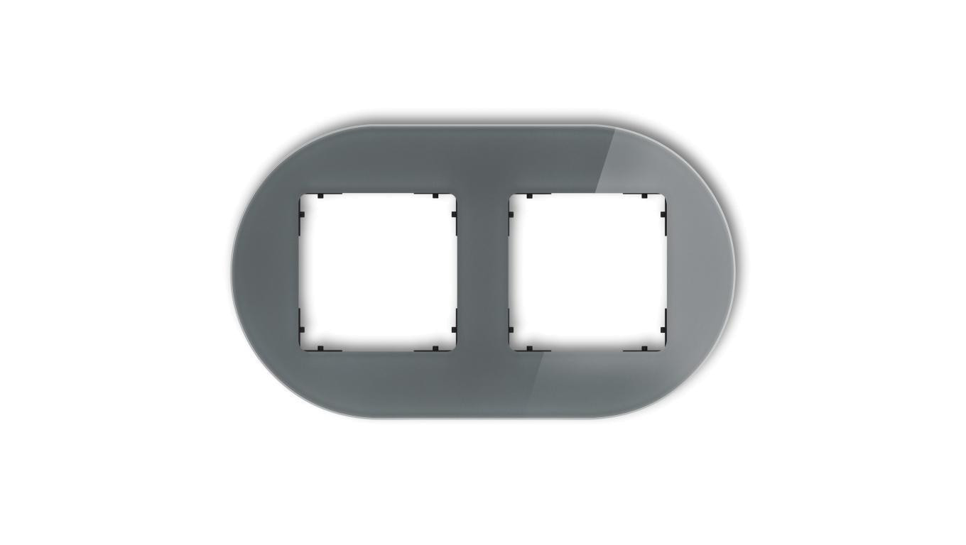 ICON Ramka uniwersalna podwójna okrągła - efekt szkła (ramka: grafitowa spód: czarny) 28-12-IRSO-2