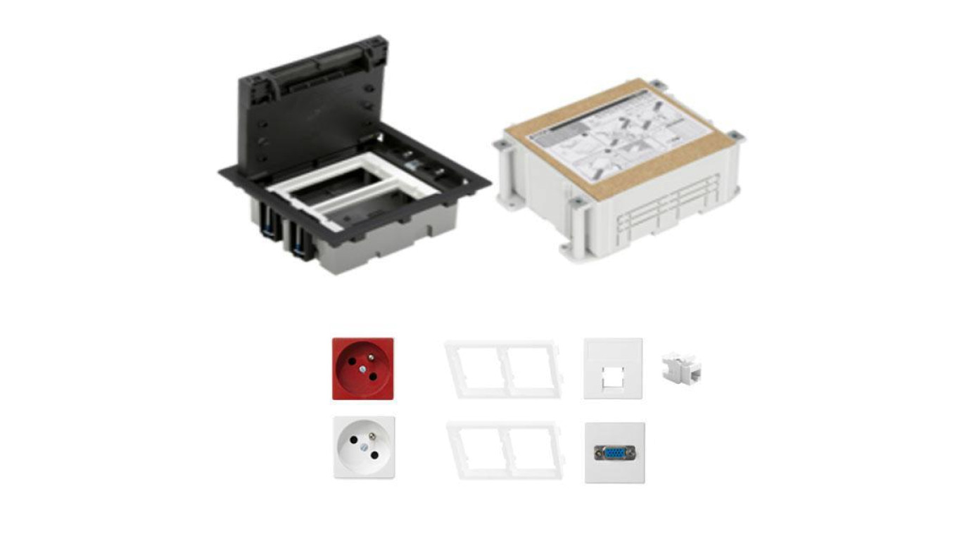 KONTAKT SIMON FLOOR BOX puszka podłogowa 1x gniazdo pojedyncze z/u + 1x gniazdo DATA + 1x gniazdo RJ45 kat. 6 + 1x VGA + kaseta