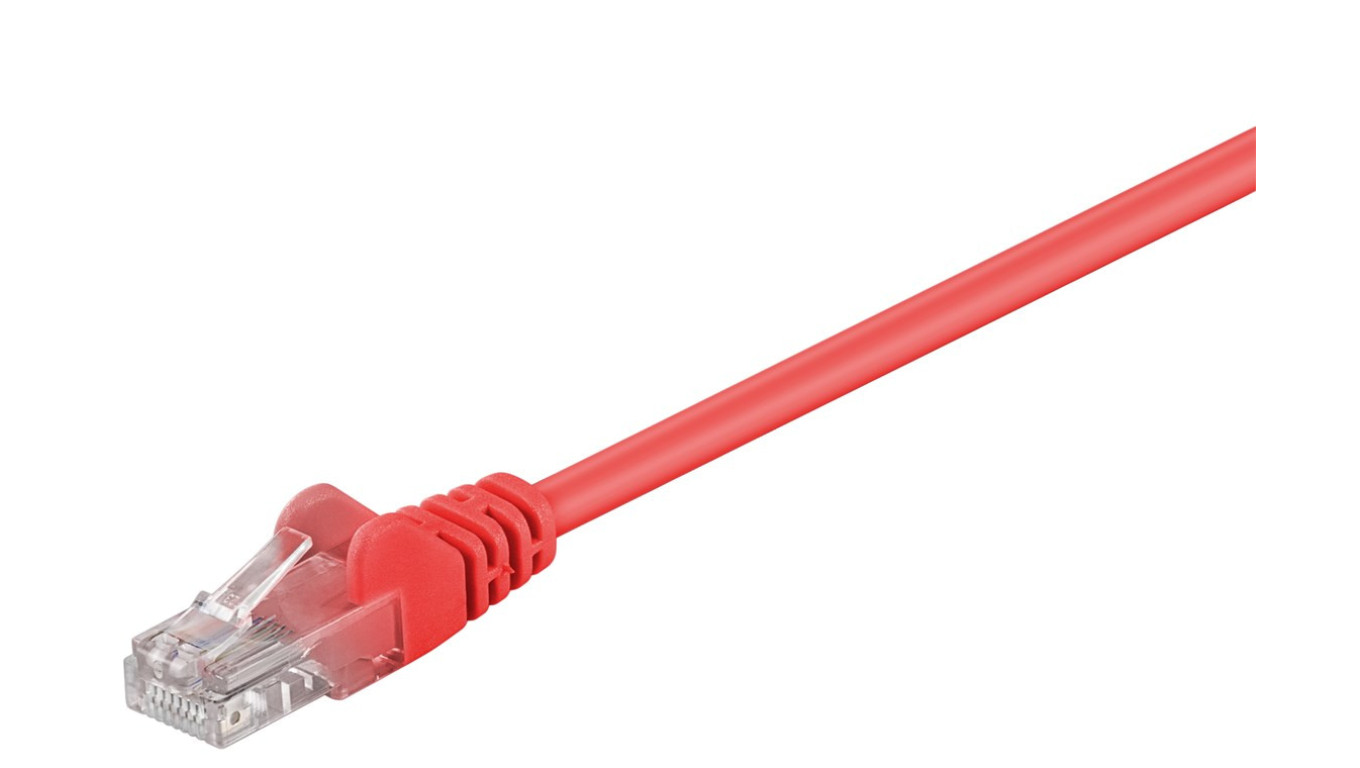 CAT 5e Kabel łączący, U/UTP, Czerwony - Długość kabla 1 m